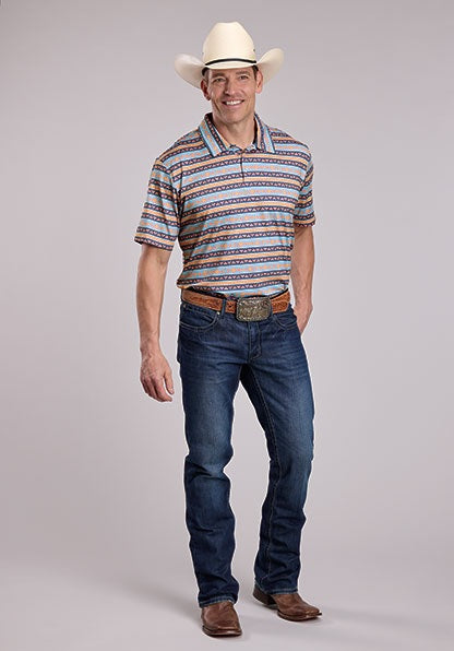 Men's Roper Active Collection Short Sleeve Horizontal Print Polo 03-073-0227-0425