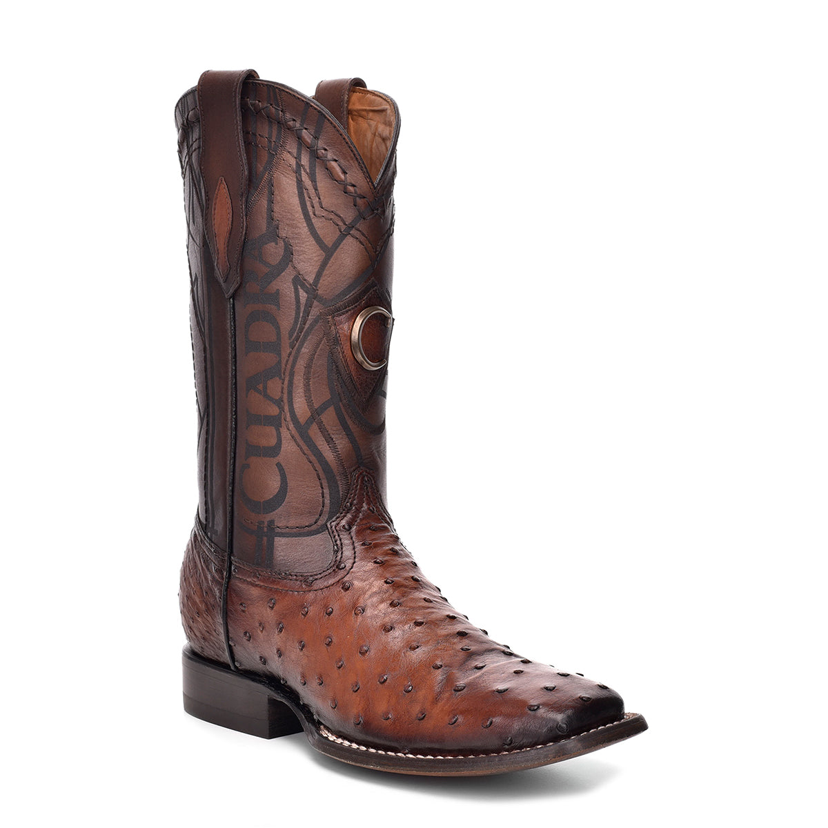 BOTA CUADRA SQUARE TOE OSTRICH BOOTS CU457 HerraduraDeOro