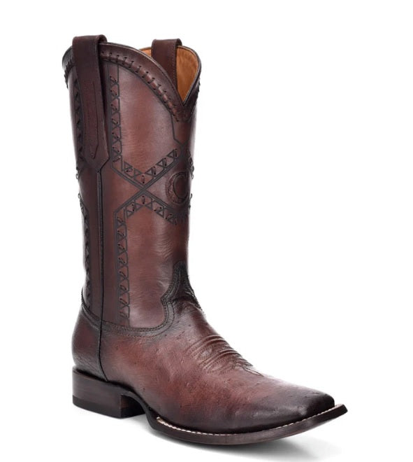 BOTA DE PIEL GENUINA DE AVESTRUZ CUADRA CU426