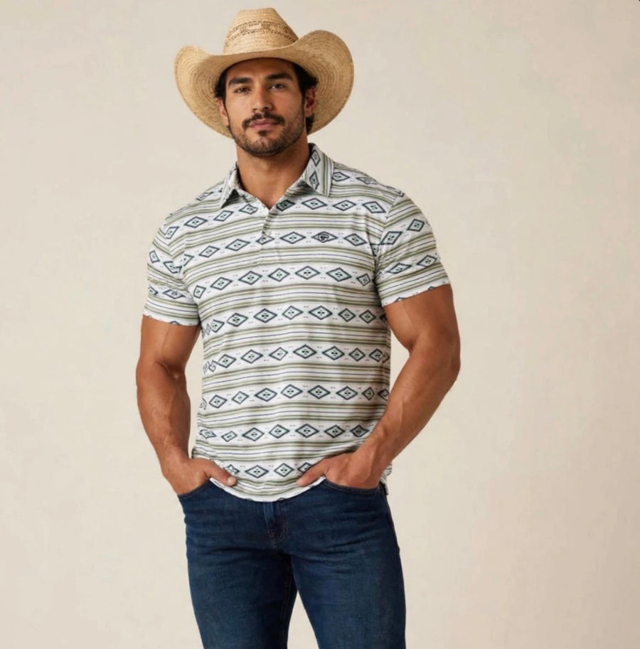 Ariat Men's All Over Print Polo Shirt (White) 10055185