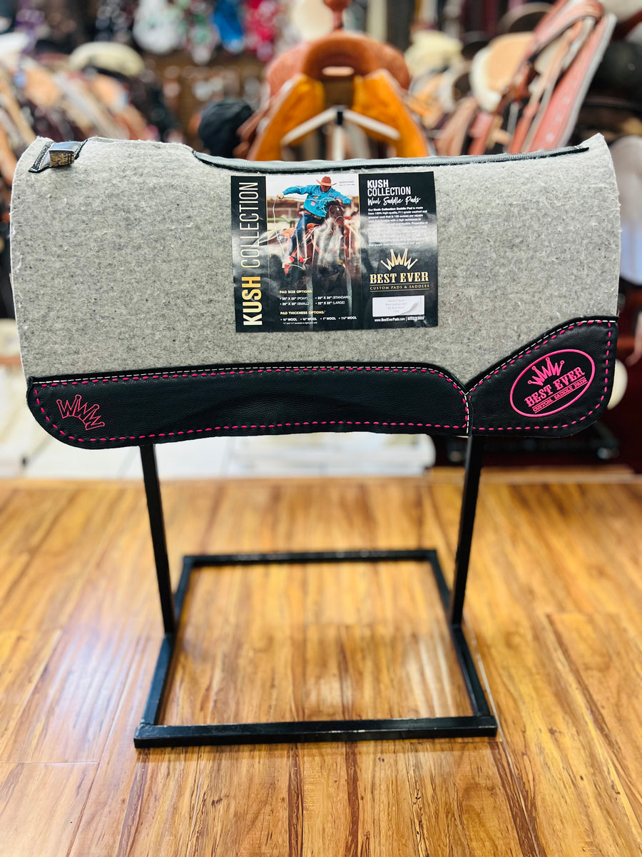 Best Ever Pads Kush 1 Inch Felt Saddle Pad with Black Wear Leathers 32 X 32