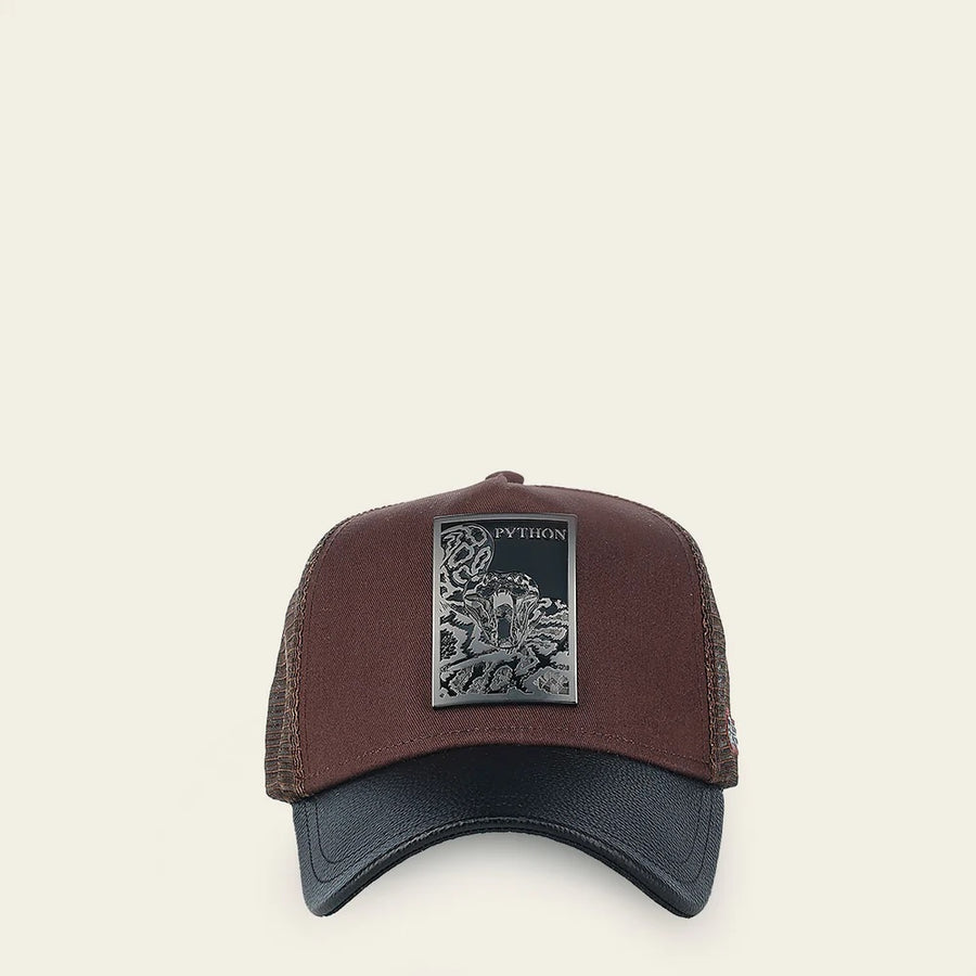 GORRA EN PIEL GENUINA CON DISENO DE SERPIENTE