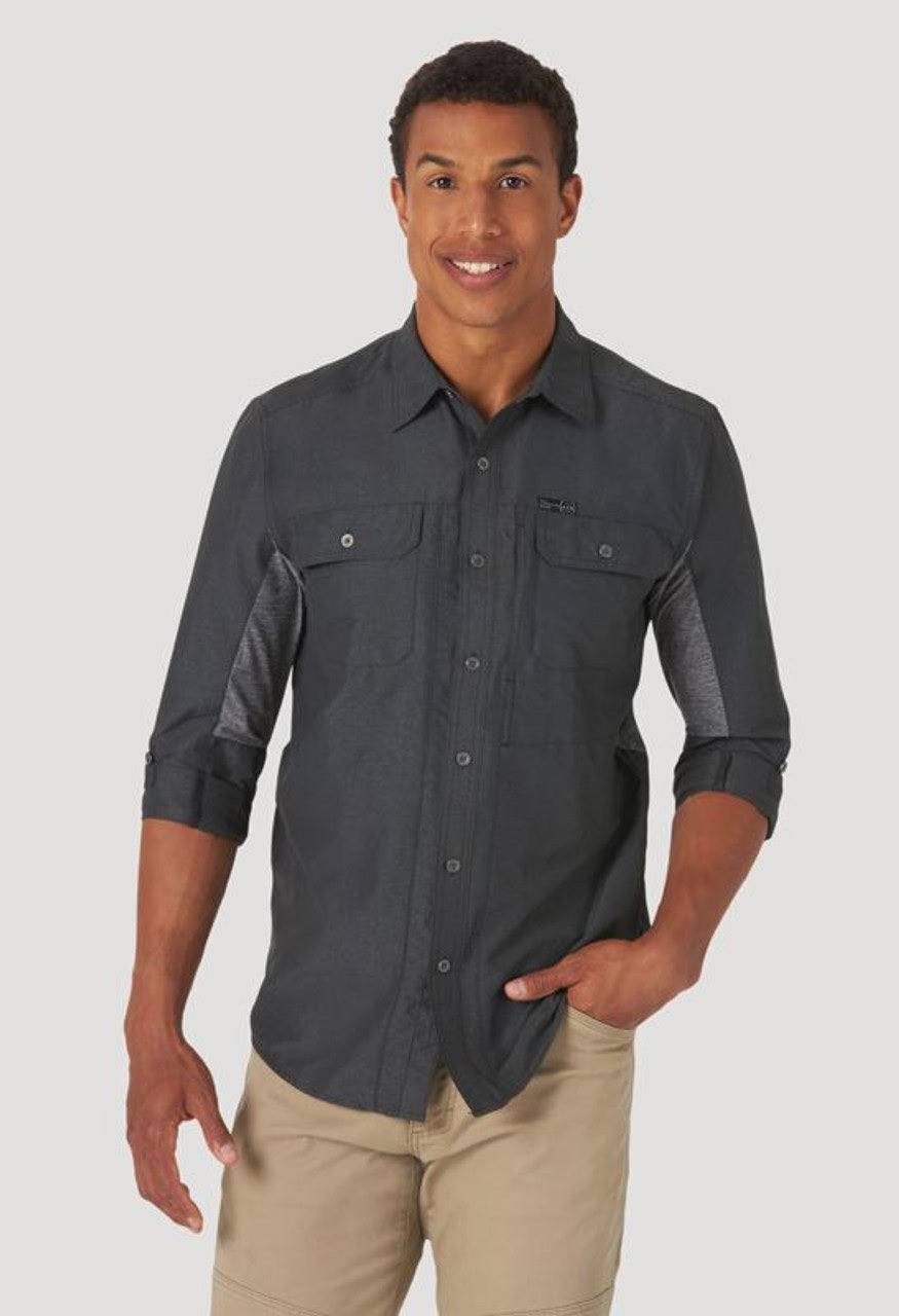 Wrangler ATg by Wrangler Men's Mix Material Shirt Black 10NSB89BK