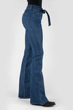 Stetson Western Jeans Womens Flare Self Tie Blue 11-054-0921-2415 BU