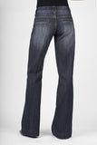 Stetson Womens Blue 100% Cotton Dark Wash City Trouser Flared Jeans 11-054-0202-0030 BU