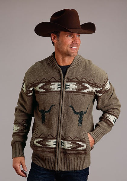 STETSON MEN'S LONGHORN WOOL WESTERN SWEATER 11-014-0120-6068 BR