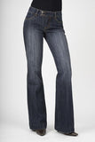 Stetson Womens Blue 100% Cotton Dark Wash City Trouser Flared Jeans 11-054-0202-0030 BU