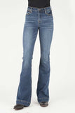 Stetson Womens Blue Poly/Rayon 921 High Waist Flare Jeans 11-054-0921-2404 BU