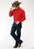 Roper Western Shirt Mens L/S Snap Solid Poplin Red 03-001-0265-1022 RE