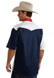 Roper Western Shirt Mens S/S USA Embroidery Blue 03-002-0185-0304 BU