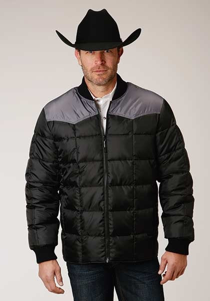 Roper Mens Black Polyester Quilted Insulated Jacket 03-097-0761-0528 BL