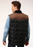 Roper Western Vest Mens Quilted Winter Black 03-097-0763-0531 BL