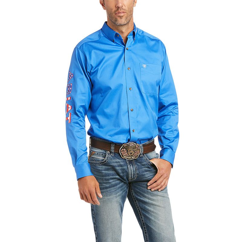 ARIAT MEN'S BLUE Style Team Logo Twill Classic Fit Shirt 10036179