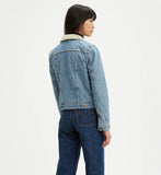 Levis Sherpa Womens Trucker Jacket Divided Blue