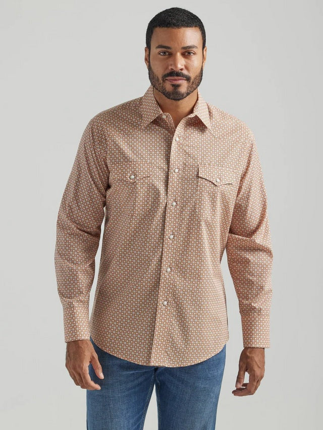 Wrangler Men's Silver Edition Copper Print Long Sleeve Western Shirt 1 -  Russell's Western Wear, Inc.