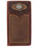 SILVER CREEK CATTLE DRIVEN CHECKBOOK WALLET WITH A LONGHORN , HerraduraDeOro - HerraduraDeOro