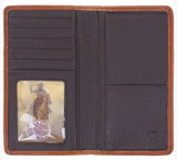 SILVER CREEK CATTLE DRIVEN CHECKBOOK WALLET WITH A LONGHORN , HerraduraDeOro - HerraduraDeOro