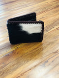 NEW MENS LEATHER HANDMADE WALLET BIFOLD WITH  HAIR
