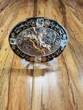 HEBILLA DE MONTA DE TORO EN ALPACA BAŇADA BRONZE