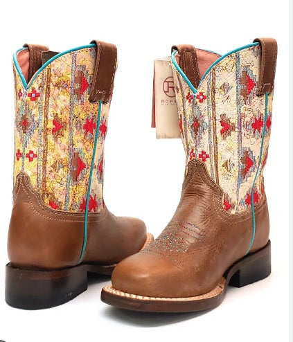 Roper Kids Arizona Tan Aztec Boots 09-119-7022-8258