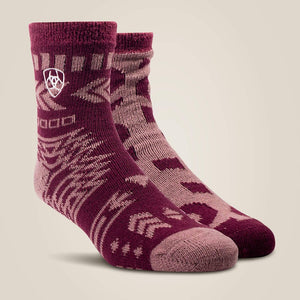 Ariat Womens Cozy Aloe-Infused House Socks 2 Pack - WINDSOR WINE