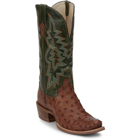 Tony Lama Men's Arena Rylen Brandy  Full Quill Ostrich 13in Green Top