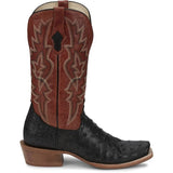 Tony Lama Men's Arena Rylen Black Full Quill Ostrich 13in Red Top
