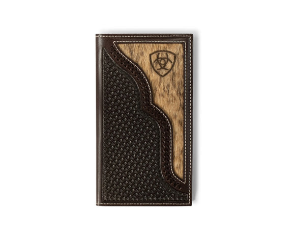 Ariat Calf Hair Overlay Chocolate Rodeo Wallet A3562647