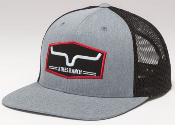 Kimes Ranch Men's Box Seats Trucker Hat - Mid-Profile, Curved Bill, Leather Patch Logo