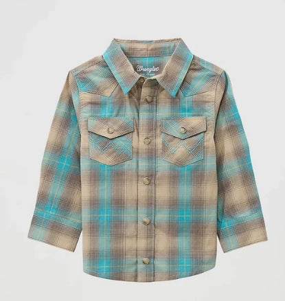 Long Sleeve Plaid Western Snap Shirt 112369526