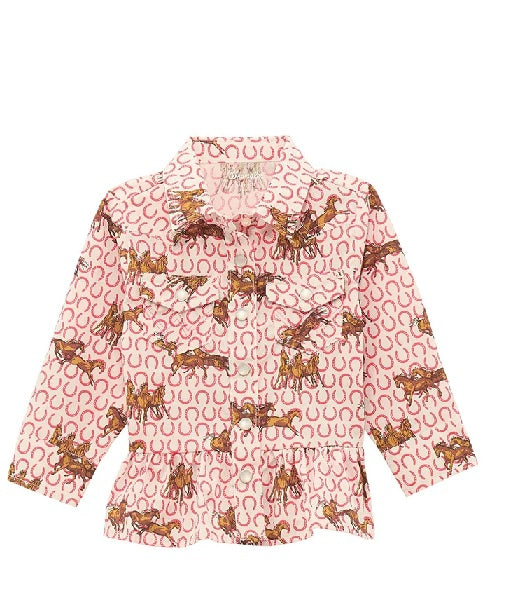 Wrangler Girls Horses Western Long Sleeve Shirt 112371918