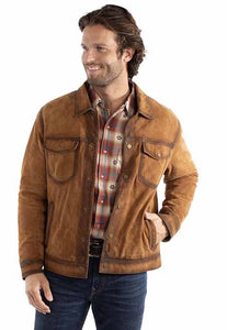 Scully Western Jacket Mens Leather Snap Front Collar Brown 2083