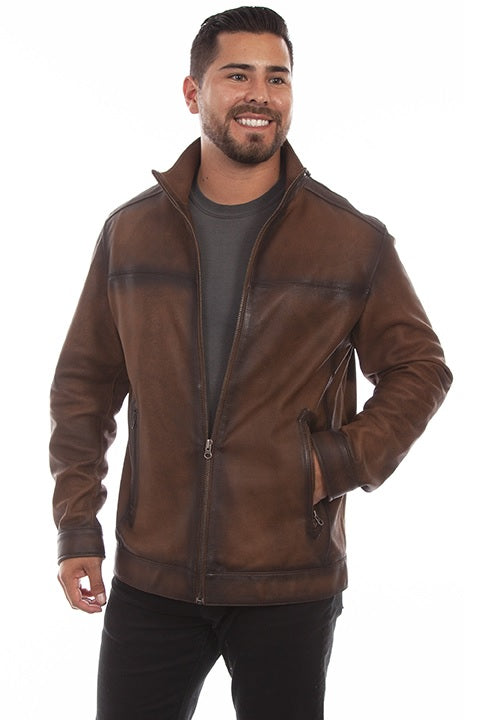 Scully Burnished Leather Jacket  Brown 1076