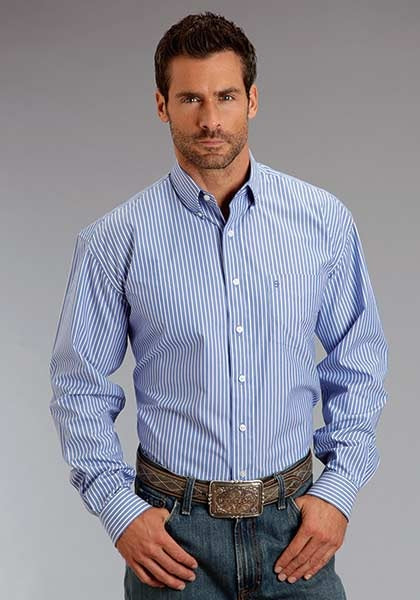Stetson Western Shirt Mens Long Sleeve Periwinkle 11-001-0575-0802 BU