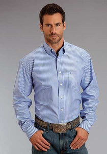 Stetson Western Shirt Mens Long Sleeve Periwinkle 11-001-0575-0802 BU