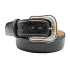 STETSON MEN'S BLACK CROCODILE EMBOSSED BELT "40" - HerraduraDeOro