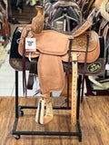 MARTIN SADDLE TEAM ROPER NATURAL ROUGHOUT LEATHER  SMALL PRAIRIE FLOWER  TOOLING
