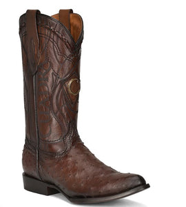 Cuadra Men's Brown Genuine Ostrich Leather Round Toe Boot CU681