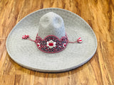 SOMBRERO DE CHARRO DE PELO COLOR GRIS BORDADO  "57 "