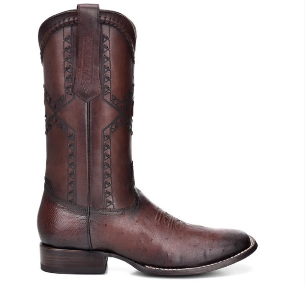 BOTA DE PIEL GENUINA DE AVESTRUZ CUADRA CU426