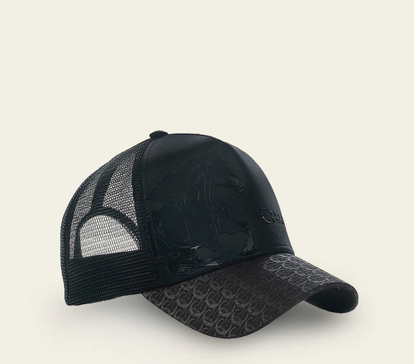 GORRA EN PIEL GENUINA CON DISENO DE CABALLO