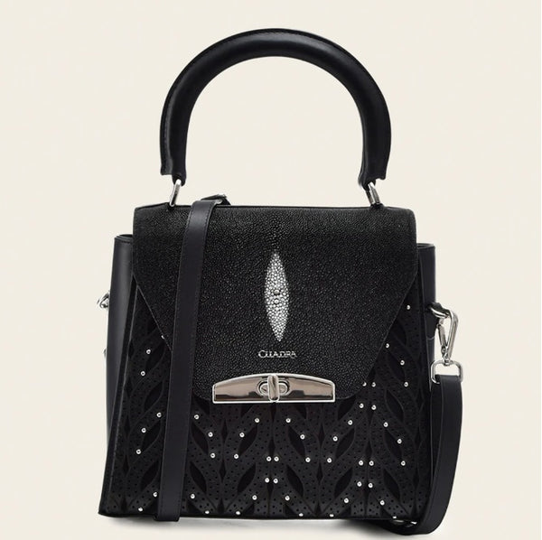 CUADRA BOLSO DE MANO EN PIEL GENUINA DE MANTARRRAYA PARA DAMA