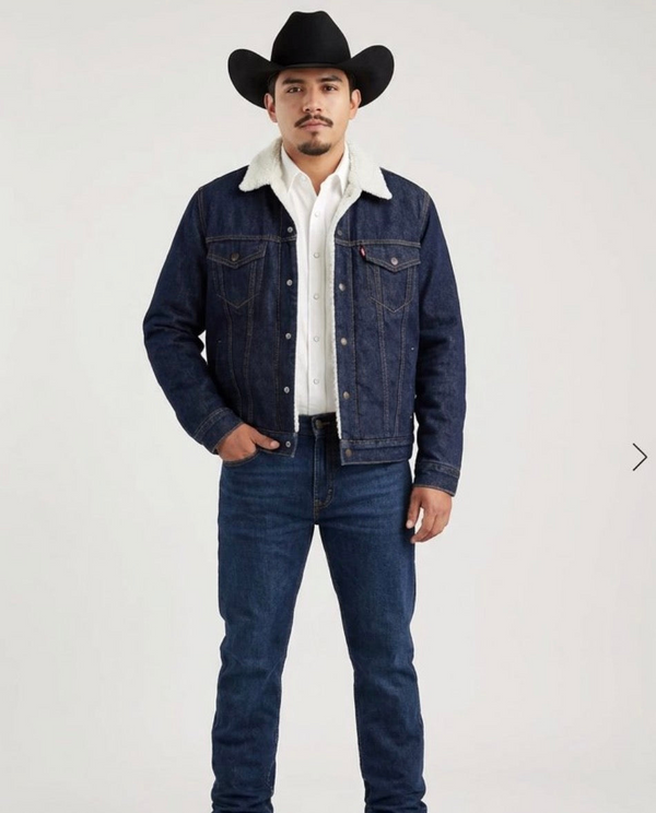 LEVI'S MEN'S JUNIPER SHERPA LINED TRUCKER DENIM JACKET