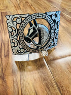 HEBILLA CHARRA DE PAVON CALADA CON INCRUSTACIONES DE PLATA. ELABORADA DE ARTESANIA.