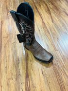 MEN'S BROWN BROWS BOOTS 100% LEATHER WIDE SQUARE TO COWBOY BOOTS