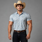 Ariat Men's Grey Heather Charger 2.0 Printed Polo Shirt 10058846