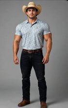 Ariat Men's Grey Heather Charger 2.0 Printed Polo Shirt 10058846