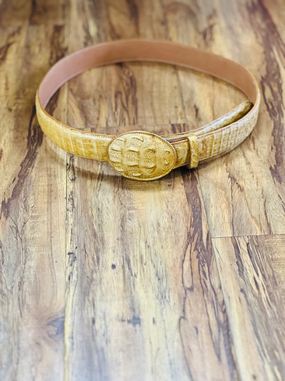 Men's Gold Exotic Caiman Belt