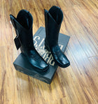 MEN'S BLACK BROWS BOOTS 100% LEATHER WIDE SQUARE TO COWBOY BOOTS