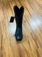 MEN'S BLACK BROWS BOOTS 100% LEATHER WIDE SQUARE TO COWBOY BOOTS